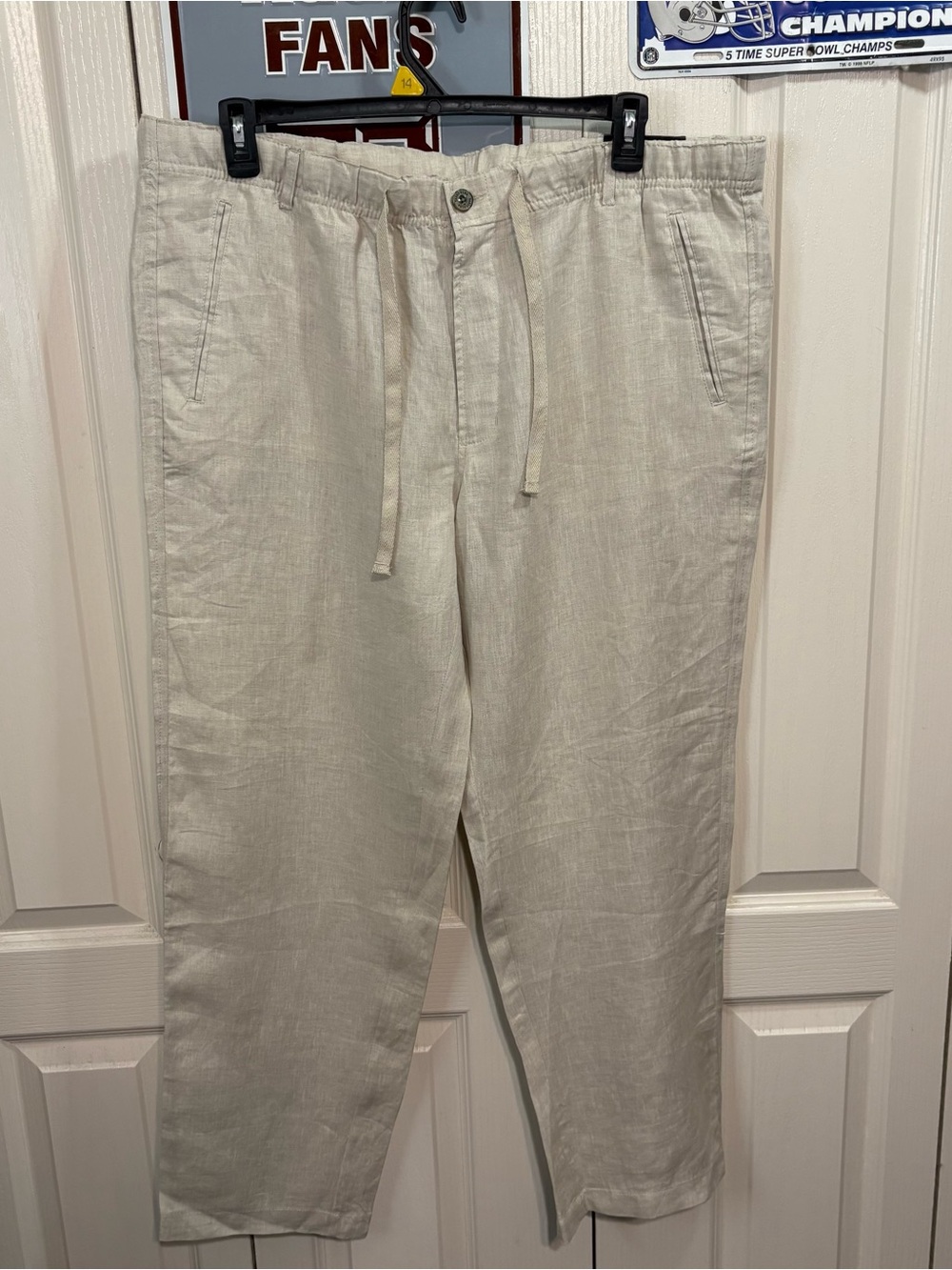 Tasso Elba Island Drawstring Linen Pants - Cream